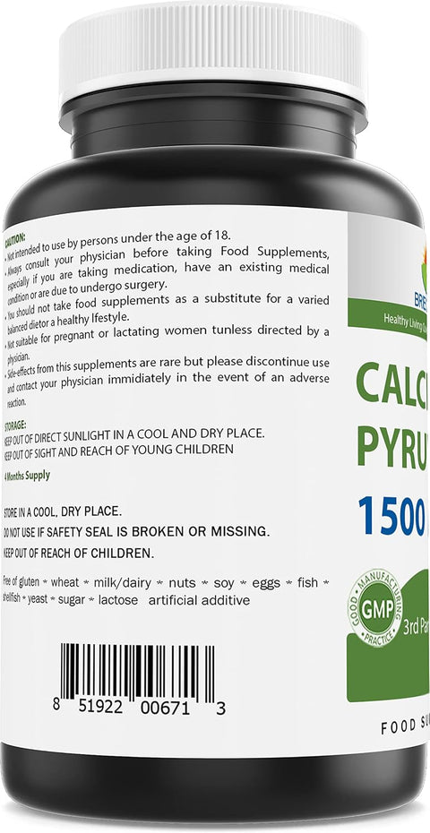 Brieofood Calcium Pyruvate 1500mg per Serving 240 Vegetarian Capsules