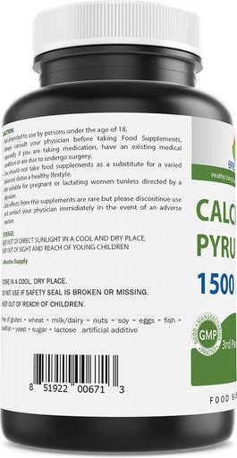 Brieofood Calcium Pyruvate 1500Mg Per Serving 240 Vegetarian Capsules