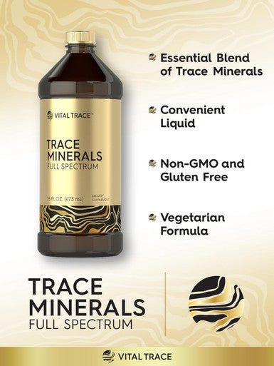 Carlyle Trace Mineral Drops | 16 fl oz | Full Spectrum Minerals Supplement | Vegetarian Non-GMO and Gluten Liquid | by Vital Trace