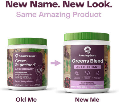 Amazing Grass Greens Blend Antioxidant: Super Greens Powder with Spirulina, Beet Root Powder,Elderberry & Probiotics, Sweet Berry, 100 Servings (Packaging May Vary)