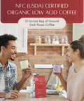 Lifeboost Dark Roast Ground Coffee Non GMO Low Acid Single Origin USDA Organic Dark Roast Coffee Third Party Tested For Mycotoxins and Pesticides 12 Ounces