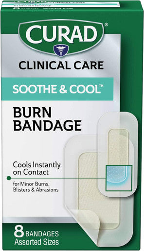 Curad Soothe and Cool Clear Gel Bandages Assorted Clear 8/Box