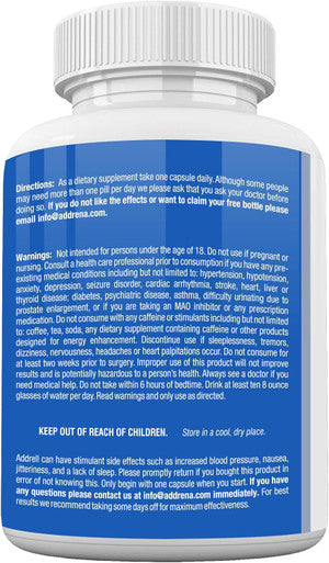 Addrell Energy Stimulant Pills- Natural Study Supplements Alternative Pill & Nootropic Brain Supplement Substitute To Elevate Mental Clarity For Women & Men Otc- 60 Mind Booster Capsules