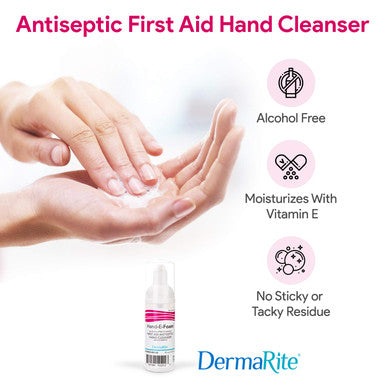HandEFoam Alcohol Free Foaming Hand Sanitizer Travel Size 1.7 Ounce Vitamin E Enriched Moisturizing Formula No Rinse Non Drying Non Sticky Foam Hand Soap First Aid Antiseptic Cleanser