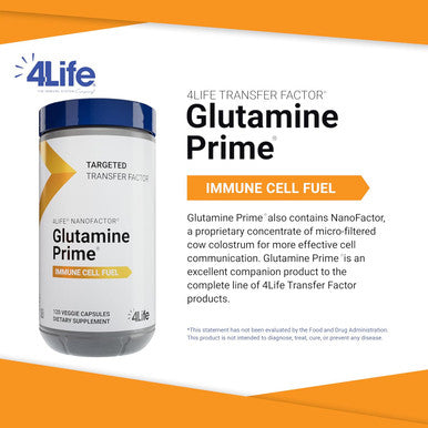 4Life Glutamine Prime - Fuel Your Immune Cells with Glutamine and Enhance Cell Communication with NanoFactor - Immune System Support - Overall Wellness and Energy Boost - 120 Veggie Capsules