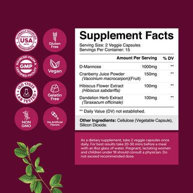 Natures Craft Bundle of D-Mannose 1000mg Capsules for Urinary Health for UTI Prevention for Women and Men and High Strength Quercetin with Bromelain for Lung & Immune Support with Potent Antioxidants