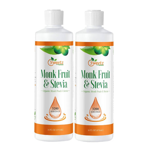 Monk Fruit & Stevia Liquid Sweetener Drops - Natural Sweeteners & Sugar Alternatives - Delicious Blend with No Bitter Aftertaste - Concentrated Sweetener Liquid Drops Extract ÃƒÂ¢Ã¢â€šÂ¬Ã¢â‚¬Å“ 16 FL OZ (3200 Servings)