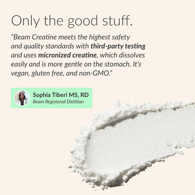 Beam Creatine Monohydrate Powder 5g Micronized Creatine Monohydrate Flavored Creatine for Women & Men Muscle Strength Growth & Cognitive Support Watermelon Flavor 30 Servings