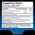 Magnesium Glycinate Capsules 750mg 120 Count Magnesium Supplement for Women and Men Pure Complex Glicinato De Magnesio High Absorption Heart Health Sleep Supplement 2 Packs