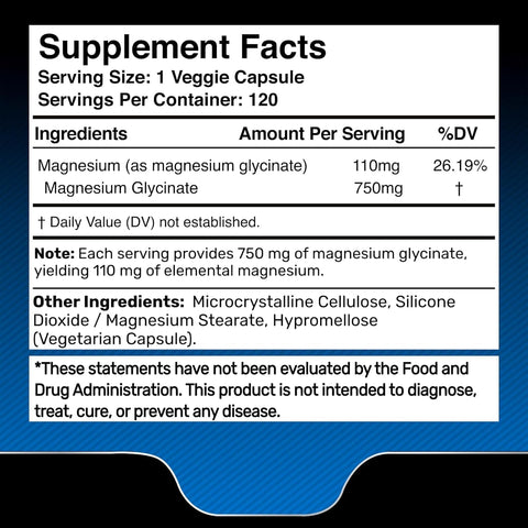 Magnesium Glycinate Capsules 750mg 120 Count Magnesium Supplement for Women and Men Pure Complex Glicinato De Magnesio High Absorption Heart Health Sleep Supplement 2 Packs