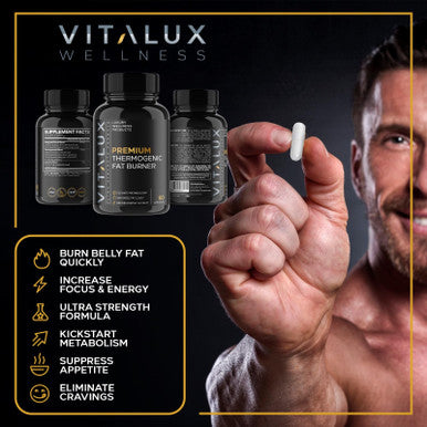 EPN Supplements Vitalux || #1 Rated Premium Thermogenic Fat Burner || Suppress Appetite, Maximize Fat Loss, Energy Levels | Ultra Dosed Formula W/ 8 Powerful Ingredients | 3Rd Party Tested + Usa Made - 60 Servings