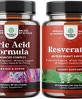 Natures Craft Bundle of Herbal Uric Acid Cleanse and Detox and Anti Aging Trans Resveratrol Supplement - - Essential Daily Kidney Cleanse and Uric Acid Support for Adults - Natural Joint Support Supplement
