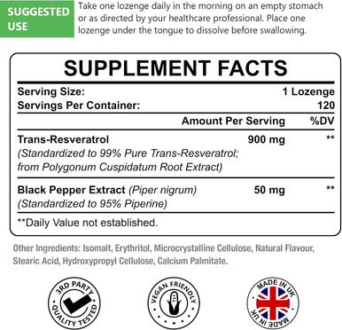Ascuoli Sublingual Trans-Resveratrol Purity 99%, 3-In-1 Advanced Formula Resveratrol Supplement For Boost Nad+, Immune & Energy Support, Anti-Aging, Skin & Overall Health, 240 Lozenge (240-Day Supply)