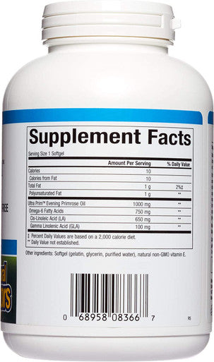 Omega Factors by Natural Factors Ultra Prim Evening Primrose Oil Promotes Womens and Immune Health with Omega6 GLA 240 softgels 240 servings