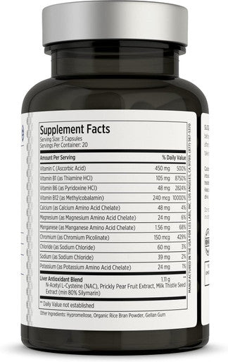 Les Labs DeToxx Better Mornings & Recovery Liver Support Electrolyte Replenishment & Glutathione Support Prickly Pear Milk Thistle & NAC Non-GMO Supplement 60 Capsules