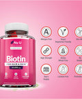 Biotin Hair Gummies - 10,000mcg Biotin - 90 Vegan Gummies not Tablets, 45 Day Supply - Supports Normal Skin & Hair Growth, Chewable Hair Vitamins