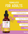 Maryruth Organics PAU d'Arco Bark Liquid Herbal Supplement | Immune Support Digestive & Gut Health | Echinacea Usnea Lichen Reishi Mushroom Thyme Leaf | Vegan Non-GMO | 1 Fl Oz 1 Month Supply