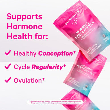 Pink Stork Fertility Bundle - Conception Tea and Supplements for Women Prenatal Vitamins with Ashwagandha Inositol Vitex and Folate to Help Support Hormone Balance for Women 2 Pack