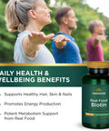 Swanson Real Food Biotin Vitamin B-7 Hair Skin Nail Metabolism Health from Organic Hummingbird Tree Vegan Gluten- Non-GMO B7 5000 mcg 90 Veggie (Caps)
