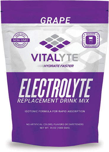Vitalyte Natural Electrolyte Powder Drink Mix, Gluten Free, 40 2 Cup Servings Per Container (Grape)