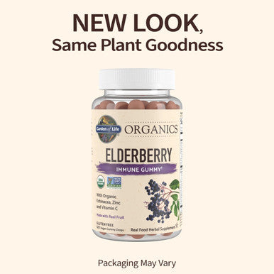 Garden of Life Organics Elderberry Gummies For Adults & Kids - Immune Support Supplement With Organic Fruit Herbal Blend Elderberry EUSAcea Zinc Vitamin C 120 Vegan Gluten Free Gummies