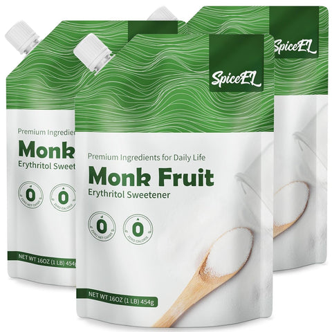 SPICEEL Value-Size Monk Fruit Sweetener with Erythritol | Bulk White Sugar Replacement for Coffee, Baking & Cooking | Vegan, Keto, Gluten-Free 3-Pack