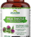 Zazzee Organic Milk Thistle Extract 20,000 mg Strength, 200 Vegan Capsules, Potent 50:1 Extract, 80% Silymarin Flavonoids, Contains Organic Milk Thistle, Over 6 Month Supply, Non-GMO and All-Natural