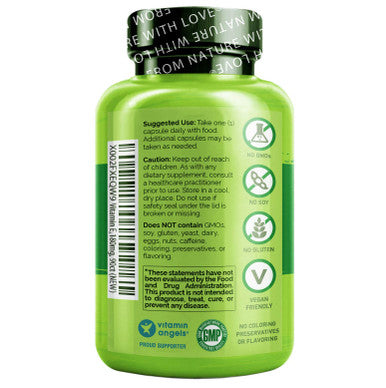 NATURELO Vitamin E - 180 mg (300 IU) of Mixed Tocopherols from Organic Foods - Supplement for Healthy Skin, Hair, Nails, Immune & Eye Health - Non-GMO, Soy Free - 90 Vegan Capsules