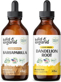 Wild & Organic Sarsaparilla Tincture 4 Fl Oz & Dandelion Root Tincture 4 Fl Oz