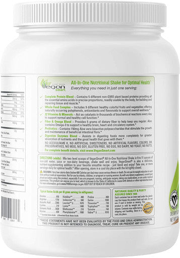 Vegansmart Plant Based Vegan Protein Powder by Naturade AllinOne Nutritional Shake Chai 15 Servings