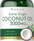 Coconut Oil Softgel Capsules | 3000 mg | 240 Count | Non-GMO and Gluten Free Extra Virgin Supplement | Naturally Occurring MCTs | by Carlyle