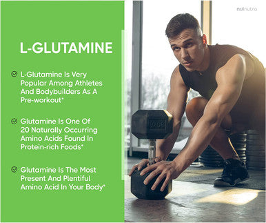 Nui Nutra L-Glutamine Supplement | 800mg Per Serving | 150 Capsules | Amino Acid to Promote Muscle Recovery | Supports Gut Health | BCAA Glutamine | for Men & Women
