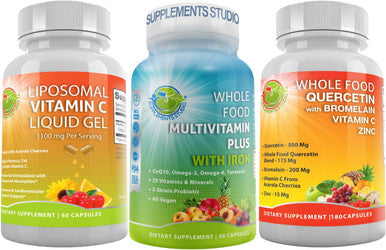 Optimal Natural Immune Cardiovascular Support Whole Food Multivitamin Plus Liposomal Vitamin C Quercetin With Bromelain And Zinc High Absorption Potency Bioavailability Gluten Gmo Free