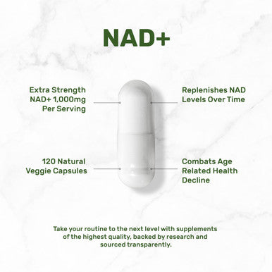 DEAL SUPPLEMENT NAD+ Supplement 1,000mg Per Serving 120 Veggie Capsules