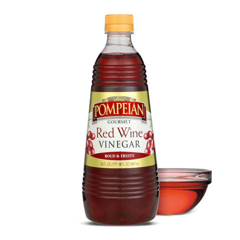 Pompeian Gourmet Red Wine Vinegar - 30 fl oz | Vinegar for Cooking - Bold and Fruity Flavor for Salad Dressings, Marinades, and Sauces