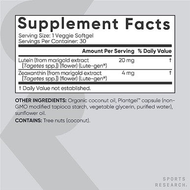 Vegan Lutein Zeaxanthin 20mg with Organic Coconut Oil for Better Absorption Supports Vision Eye Health The ONLY Vegan NonGMO Verified Lutein Available 120 Softgels