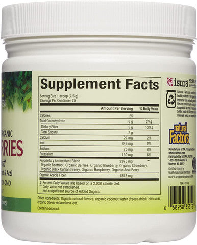 Whole Earth Sea from Natural Factors Beets Berries Antioxidant Boost with Beets Acai More 6.6 oz Powder