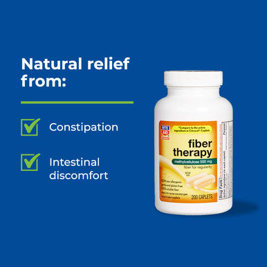 Rite Aid Fiber Therapy Soluble Fiber Supplement - 200 Caplets | 500mg Methylcellulose| Laxatives for Constipation | Constipation Relief | Fiber Pills for | Fiber Supplements for Women and Men