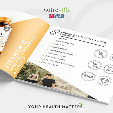Vitamin C 1000Mg 180 Premium Vegan & Vegetarian Tablets 6 Month Supply High Strength Ascorbic Acid With Added Bioflavonoids & Rosehip Normal Immune System Made In The Uk By Nutravita