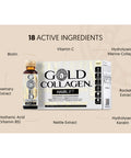 GOLD COLLAGEN Hairlift - Biotin Hair Growth Marine Collagen Supplements for Women & Men with Vitamin C and B6 Hyaluronic Acid Zinc and Keratin Hair Treatment Skin and Nails 10 Bottles 50 ml Each
