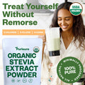 Purisure Organic Stevia Concentrated Powder 125G Organic Pure Stevia Powder No Fillers No Artificial Sweeteners No Aftertaste Zero Calorie Stevia Sweetener Stevia Sugar Substitute 4.4 Oz 846 Servings
