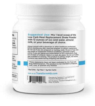 TransformHQ Meal Replacement Shake Powder 7 Servings Chocolate Peanut Butter Gluten Free NonGMO