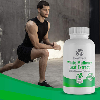 LongLifeNutri White Mulberry Leaf Extract 2,500Mg 200 Vegetarian Capsules | Pure Natural Herbal Vitamin Powder Supplement