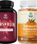 Bundle of 100% Pure Forskolin Extract 60 Capsules & Turmeric Curcumin Immune Support Gummies - Provides Brain and Joint Support - Diet Suppressant for Men and Women - 60 Antioxidants Capsules