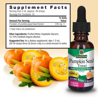 Nature'S Answer Pumpkin Seed with Organic Alcohol 4000mg 1oz Extract | Packed with Omega 3 | Promotes Hair Growth | Urinary Tract Support | Prostate & Bladder Function | Single Count