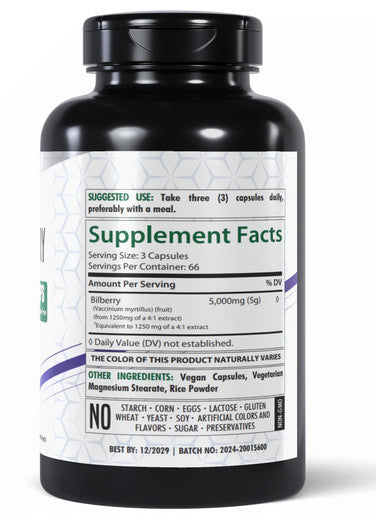 Healthfare Bilberry Extract Capsules 5000Mg | 200 Count | Supports Eye Health | Ultra Strength Supplement | Gluten-Free & Non-Gmo