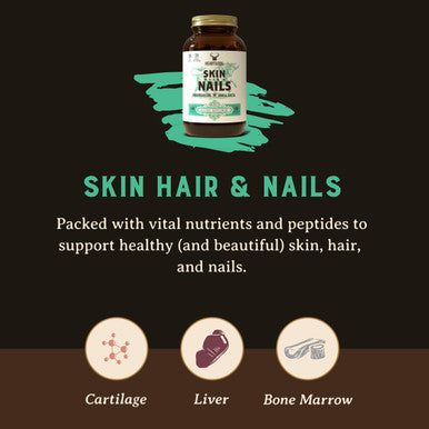 HEART & SOIL ÃƒÂ¢Ã¢â€šÂ¬Ã¢â‚¬Å“ 3000mg Skin Hair and Nails Support Supplement with Grass Fed Beef Liver Bone Marrow Cartilage Biotin Collagen Vitamins A Riboflavin Elastin ÃƒÂ¢Ã¢â€šÂ¬Ã¢â‚¬Å“ 180 Capsules