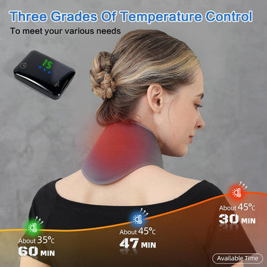 Neck Heating Pad Massage For Neck Pain Relief, Soft Neck Warmer For Soreness And Stiffness, Made Of Nano Heating Fiber, 3-Segment Heat, Usb Heated Neck Wrap Strap