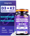 Megneta 180 Capsules Magnesium Glycinate Potassium Vitamin D3 10000Iu K2 Mk-7 Supplement - High-Potency Synergistic Complex For Bone Heart Immune Health Mood Balance & Energy Support