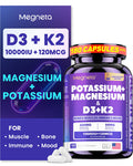 Megneta 180 Capsules Magnesium Glycinate Potassium Vitamin D3 10000Iu K2 Mk-7 Supplement - High-Potency Synergistic Complex For Bone Heart Immune Health Mood Balance & Energy Support